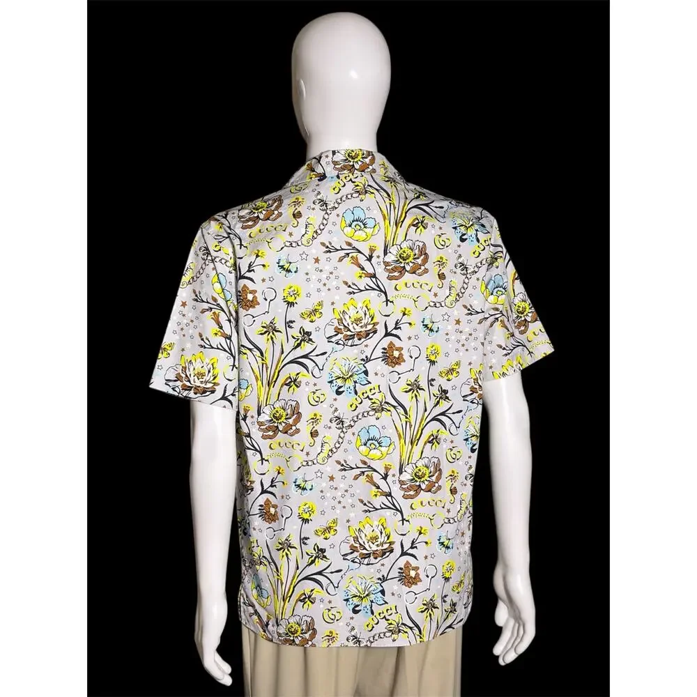Authentic 2024 Gucci Sabato De Sarno Floral & Monogram Print Casual Shirt Men 46